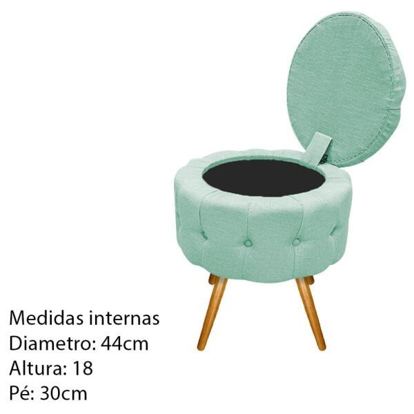 Kit 2 Puffs Londres Baú Palito Mel Linho Azul Turquesa - Sts Móveis - 5