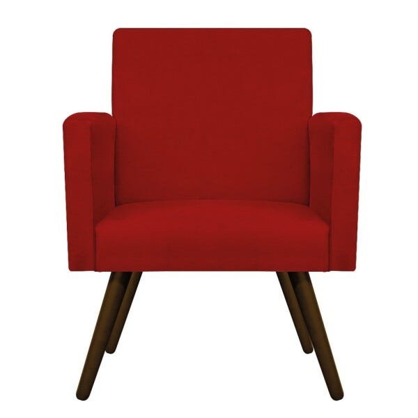 Kit 2 Poltronas Beatriz Palito Tabaco Suede Vermelho - 3