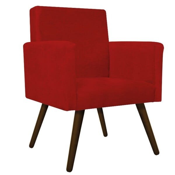 Kit 2 Poltronas Beatriz Palito Tabaco Suede Vermelho - 2