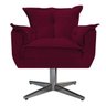 Kit 2 Poltronas e Puff Opala Base Giratória de Metal Suede Bordô - Sts Móveis - 3
