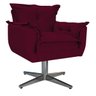 Kit 2 Poltronas e Puff Opala Base Giratória de Metal Suede Bordô - Sts Móveis - 2