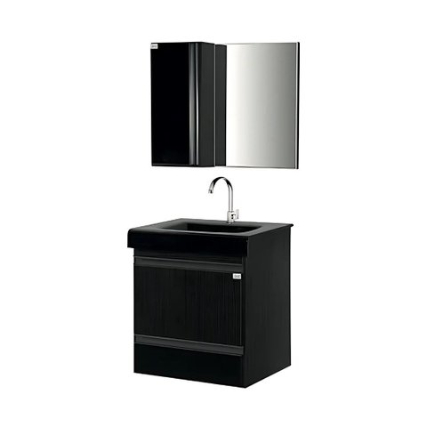 Conjunto Gabinete Banheiro Madri C/ Cuba Espelheira Suspenso:nero