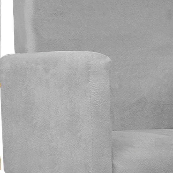 Kit 2 Poltronas Beatriz Base Giratória de Madeira Suede Cinza - 6