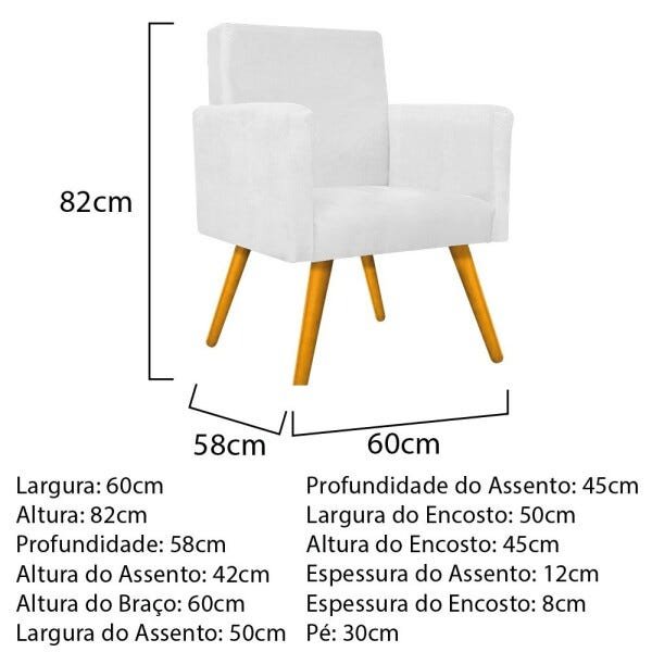 Kit 2 Poltronas Beatriz e 2 Puff Sofia Palito Mel Suede Branco - 4