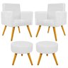 Kit 2 Poltronas Beatriz e 2 Puff Sofia Palito Mel Suede Branco - 1