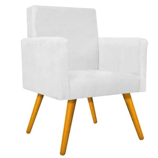 Kit 2 Poltronas Beatriz e 2 Puff Sofia Palito Mel Suede Branco - 2
