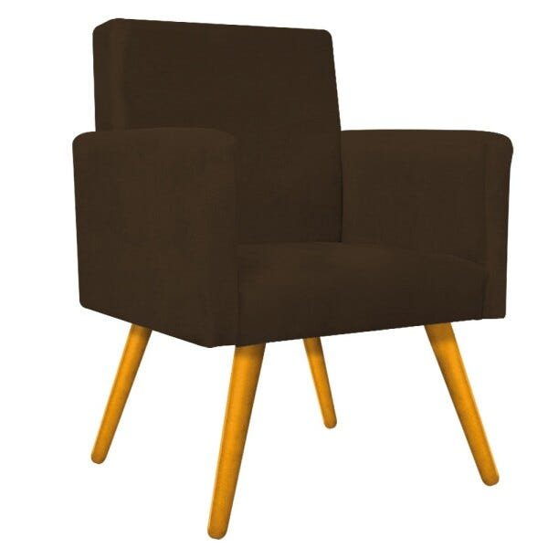 Kit 2 Poltronas Beatriz e 2 Puff Sofia Palito Mel Suede Marrom - 2