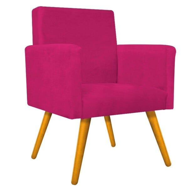 Kit 2 Poltronas Beatriz e 2 Puff Sofia Palito Mel Suede Pink - 2
