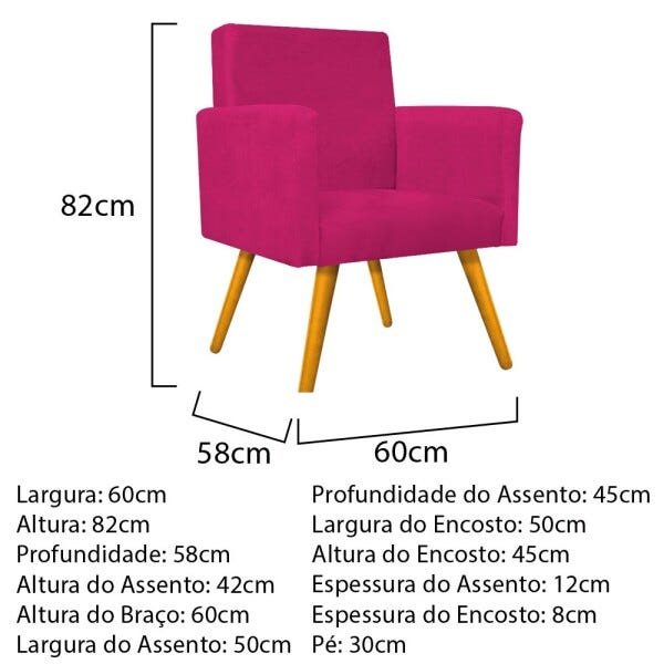 Kit 2 Poltronas Beatriz e 2 Puff Sofia Palito Mel Suede Pink - 4