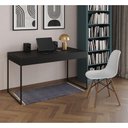 Ver imagem 1 de Mesa De Escritório Industrial Preta 137X53Cm Base Ferro Preto Com 1 Cadeira Brancae Cor: Preto