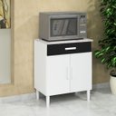 Ver imagem 1 de Balcão Armário Organizador Microondas Simples Cozinha Branco/preto