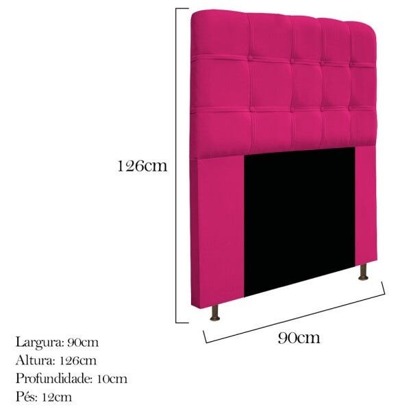 Cabeceira Estofada Mel 90 cm Solteiro Com Botonê Suede Pink - STS Móveis - 2