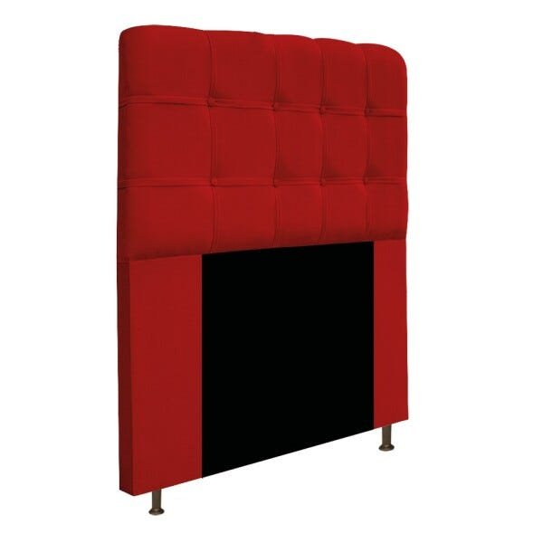 Cabeceira Estofada Mel 90 cm Solteiro Com Botonê Suede Vermelho - STS Móveis - 2