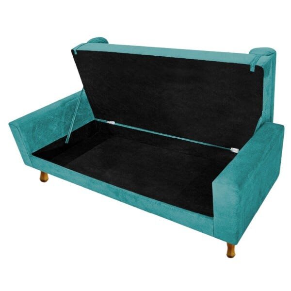 Recamier Félix Solteiro 90cm Suede Azul Turquesa - 6