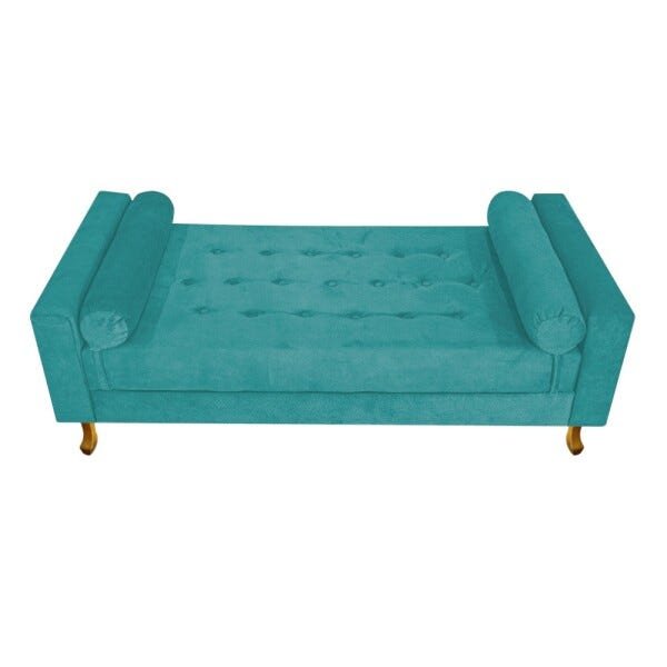 Recamier Félix Solteiro 90cm Suede Azul Turquesa - 5
