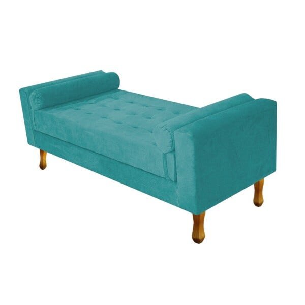 Recamier Félix Solteiro 90cm Suede Azul Turquesa - 1