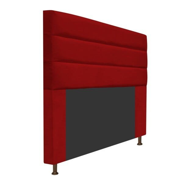Cabeceira Estofada Turim 140 cm Casal Suede Vermelho - STS Móveis - 2