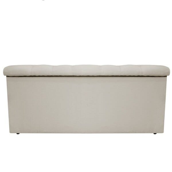 Calçadeira Baú Estofada Mel 90cm Solteiro com Capitonê Suede Bege - 3
