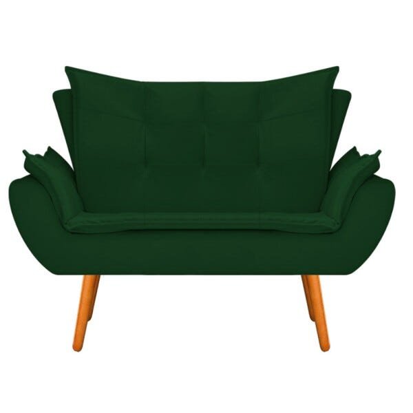 Kit Namoradeira e 02 Poltronas Apolo Palito Mel Suede Verde - STS Móveis - 5