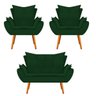Kit Namoradeira e 02 Poltronas Apolo Palito Mel Suede Verde - STS Móveis - 1