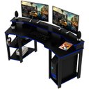 Ver imagem 1 de Mesa para Computador Gamer Espaço para 2 Monitores e Cpu Preto/Azul