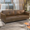 Ver imagem 2 de Sofá 3 Lugares para Sala de Estar Living 224cm Oásis T03 Couro Soft Mel - Lyam Decor