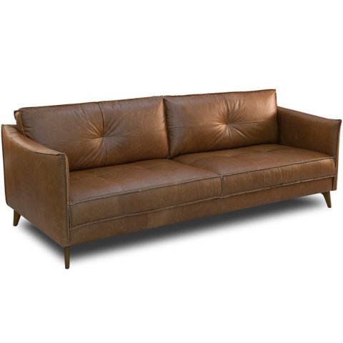 Sofá 3 Lugares para Sala de Estar Living 224cm Oásis T03 Couro Soft Mel - Lyam Decor