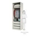 Ver imagem 3 de Guarda Roupa Sem Porta, 3 Gavetas, 1 Cabideiro Legno Crema