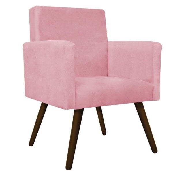 kit 04 Poltronas Beatriz Palito Tabaco Suede Rosa Bebê - STS Móveis - 2