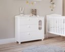 Ver imagem 2 de Cômoda Infantil 3 Gavetas 1 Porta Quarto Criança Multiuso Luxo Enxoval do Bebê 100% Mdf Cor Branco