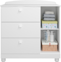 Ver imagem 4 de Cômoda Infantil 3 Gavetas 1 Porta Quarto Criança Multiuso Luxo Enxoval do Bebê 100% Mdf Cor Branco