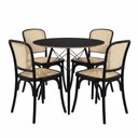 Ver imagem 2 de Conjunto Mesa Redonhda Eames Black 90cm + 4 Cadeiras Amis Rattan Sala Cozinha Jantar La Mobilia