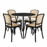 Conjunto Mesa Redonhda Eames Black 90cm + 4 Cadeiras Amis Rattan Sala Cozinha Jantar La Mobilia - 2