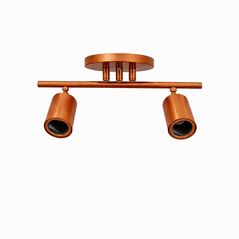Spot Trilho Industrial Aluminio Teto 2 Luzes Gu10 Bivolt Lumini Lab - Verniz Cobre