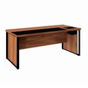 Ver imagem 2 de Escrivaninha Mesa Escritório Diretor com Caixa de Tomadas e Porta Objetos 200cm Corporate Nogal E Preto