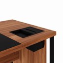 Ver imagem 6 de Escrivaninha Mesa Escritório Diretor com Caixa de Tomadas e Porta Objetos 200cm Corporate Nogal E Preto