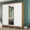 Ver imagem 3 de Guarda-roupa Casal Kappesberg 3 Portas Reversiveis de Correr 3 Espelhos 2 Prateleiras Nogueira/macad