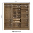 Ver imagem 2 de Guarda-roupa Casal Kappesberg 3 Portas Reversiveis de Correr 3 Espelhos 2 Prateleiras Nogueira/macad