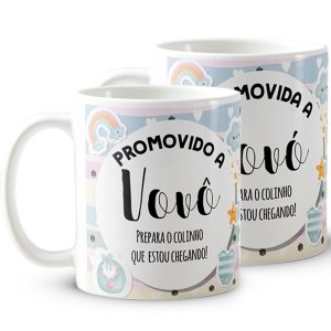 Kit Anúncio De Gravidez 4 Canecas Com Caixinha Vovó E Vovô
