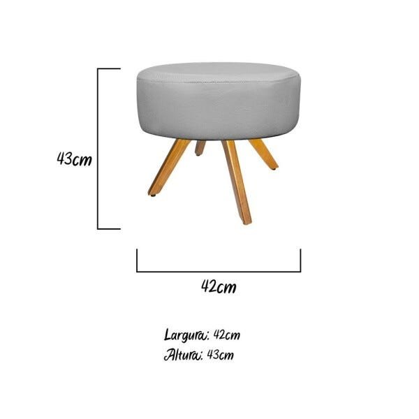 Kit Poltrona Beatriz e Puff Sofia Base Giratória de Madeira Suede Cinza - STS Móveis - 5