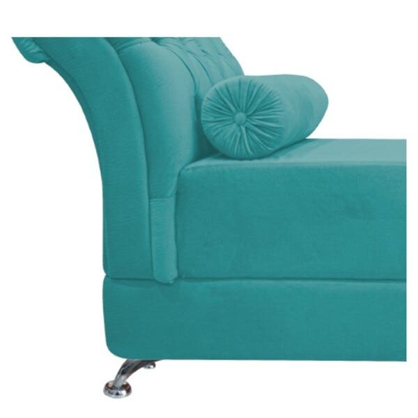 Recamier Taty Casal 140cm Suede Azul Turquesa - 5