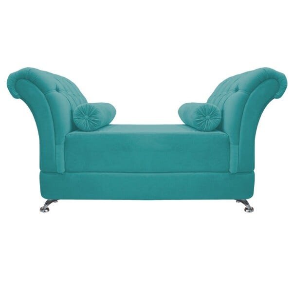 Recamier Taty Casal 140cm Suede Azul Turquesa - 1