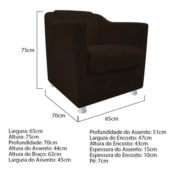 kit Poltrona Tilla e Puff Dado Corano Marrom - STS Móveis - 4