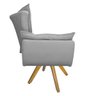 Poltrona Apolo Base Giratória de Madeira Suede Cinza - STS Móveis - 3
