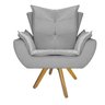 Poltrona Apolo Base Giratória de Madeira Suede Cinza - STS Móveis - 2