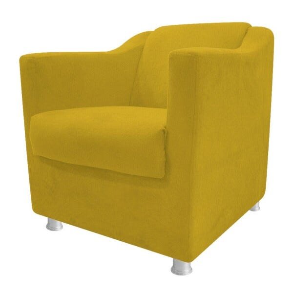 Kit 2 Poltronas Tilla e 2 Puffs Dado Suede Amarelo - 6