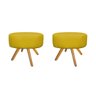 Kit 2 Puffs Sofia Base Giratória Madeira Suede Amarelo - Sts Móveis - 1