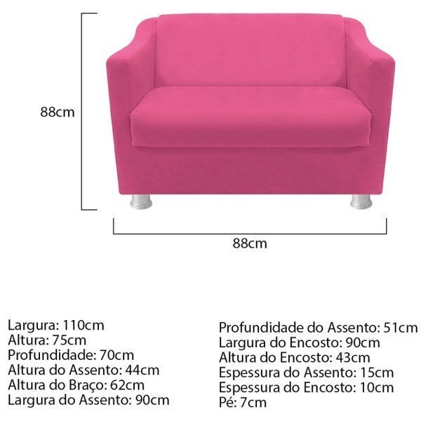 kit 02 Poltronas e 01 Namoradeira Tilla Corano Pink - STS Móveis - 6