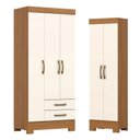Ver imagem 1 de Guarda Roupa Sensi 03 Portas e 02 Gavetas com Pés Be16 com Armário Multiuso 2 Portas 3 Prateleiras C