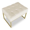 Ver imagem 3 de Puff Lisa Linho Base Metálica Industrial Dourado - Pallazio Bege